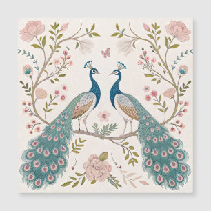 Carte Magnétique Paon Élégant Floral Vintage (5)