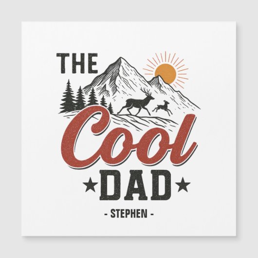 Carte Magnétique Papa Cool - Rustic Mountain et Deer Design (Devant)