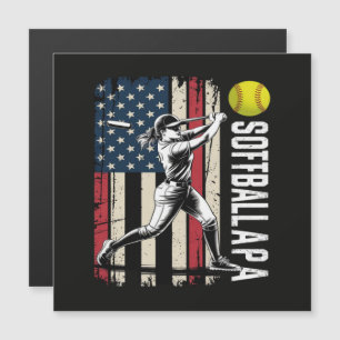 Carte Magnétique Papa de softball Drapeau américain américain