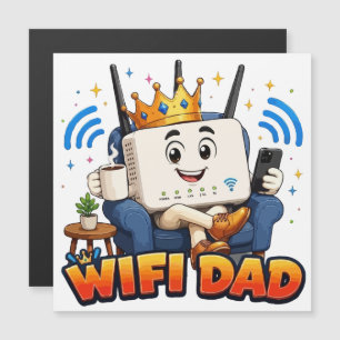 Carte Magnétique PAPA WIFI Personnage de routeur drôle