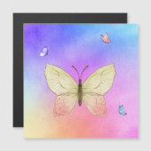 Carte Magnétique Papillon aquarelle (Devant / Derrière)