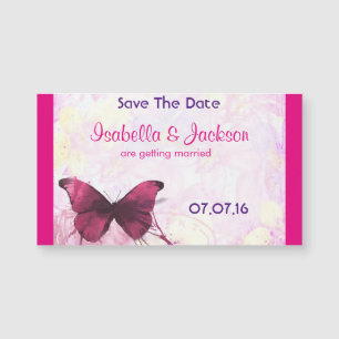Carte Magnétique Papillon d'aquarelle violet sur rose