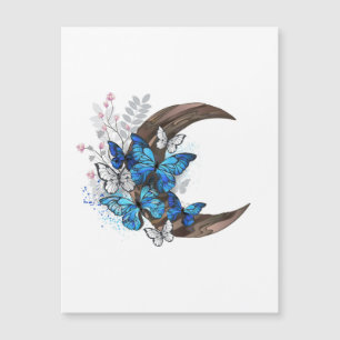 Carte Magnétique Papillons bleus sur croissant en bois