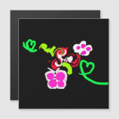 Carte Magnétique Papillons et Roses valentin (Devant / Derrière)