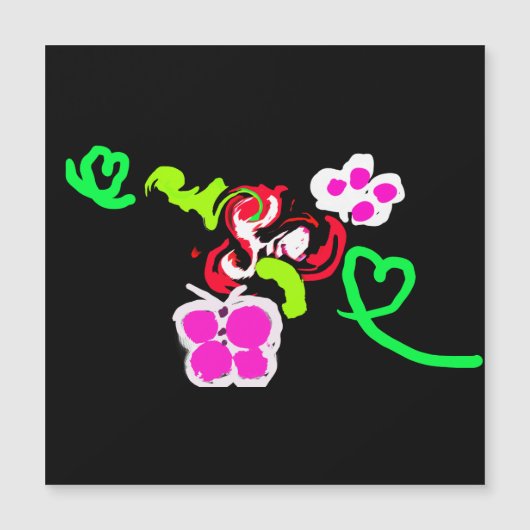 Carte Magnétique Papillons et Roses valentin (Devant)