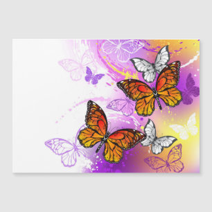 Carte Magnétique Papillons monarques sur fond violet