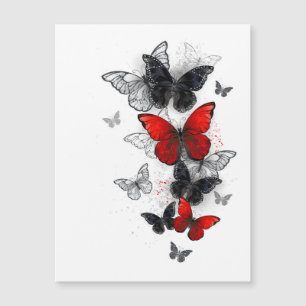 Carte Magnétique Papillons noirs et rouges volants