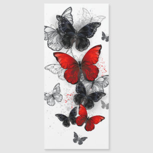 Carte Magnétique Papillons noirs et rouges volants