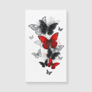 Carte Magnétique Papillons noirs et rouges volants
