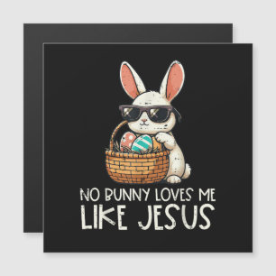 Carte Magnétique Pâques aucun lapin ne m'aime comme Jésus chrétien