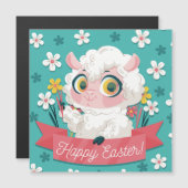 Carte Magnétique Pâques mignonnes (Devant / Derrière)