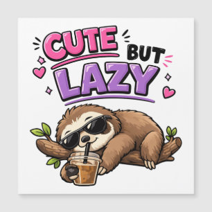 Carte Magnétique Paresseux mignon mais paresseux avec café glacé
