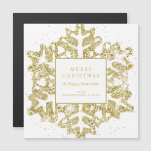 Carte Magnétique Parties scintillant de Noël Or simple Snowflake En