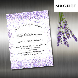 Carte Magnétique Parties scintillant de violet lavande d'anniversai