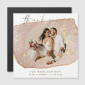Carte Magnétique Parties scintillant d'or moderne photo Mariage ma (Devant / Derrière)