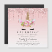 Carte Magnétique PARTIES SCINTILLANT MAGNÉTIQUE Unicorne 12e annive (Devant / Derrière)