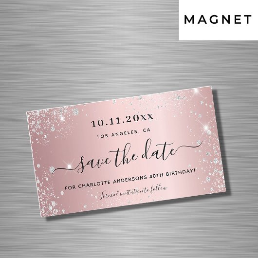 Carte Magnétique Parties scintillant rose pâle d'anniversaire enreg