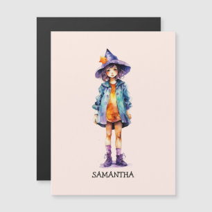 Carte Magnétique Pastel Cute Witch Girl Halloween esthétique