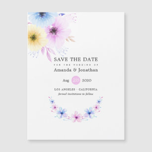 Carte Magnétique Pastel Floral Wedding Enregistrer la date