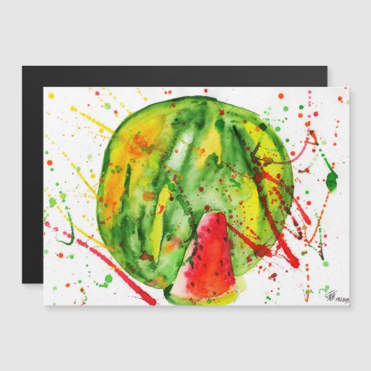 Carte Magnétique pastèque Abstraite couleur vive (Devant / Derrière)