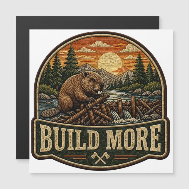 Carte Magnétique Patch brodé extérieur Build More Beaver (Devant / Derrière)