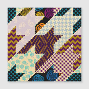 Carte Magnétique Patchwork Hounds-tooth : Armature Vintage sans joi