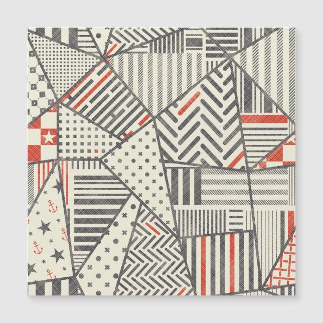 Carte Magnétique Patchwork rétro : Conception géométrique Abstraite (Devant)