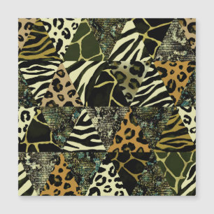Carte Magnétique Patchwork Safari : Poster de animal aquarelle.