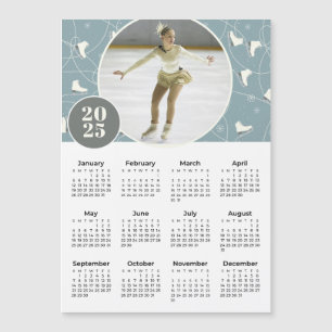 Carte Magnétique Patins de glace 2025 Photo personnalisée Calendrie