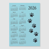 Carte Magnétique Pawprints Design 2026 Calendar Magnetic Card (Devant)