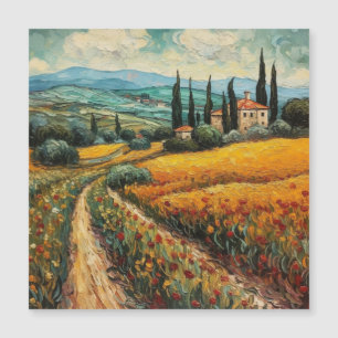 Carte Magnétique Paysage de campagne de Toscane sauvage dorée