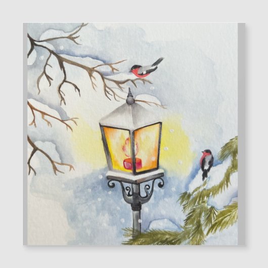 Carte Magnétique Paysage de Noël hiver (Devant)