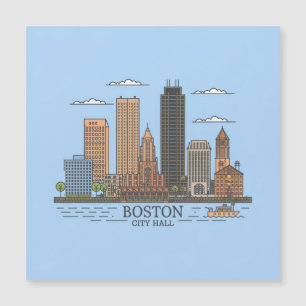 Carte Magnétique Paysage urbain de la ville de Boston, skyline de B
