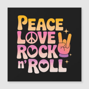 Carte Magnétique Peace Love Rock n Roll - Typographie inspirée par