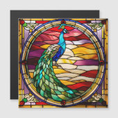 Carte Magnétique Peacock on Pink (Devant / Derrière)