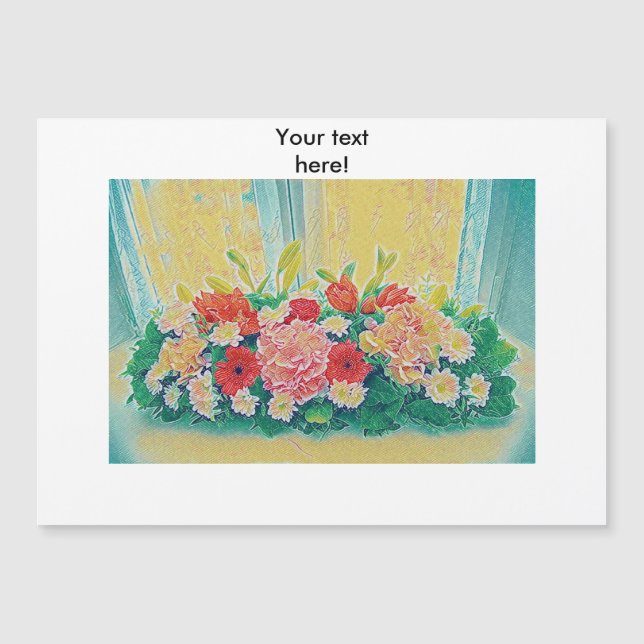 Carte Magnétique Peinture colorée de fleurs (Devant)