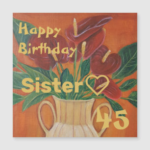 Carte Magnétique Peinture Fleur Antarium Soeur Personnalisée