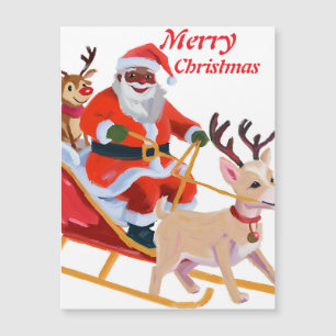 Carte Magnétique Père Noël afro-américain et ses amis
