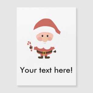 Carte Magnétique Père Noël avec un dessin animé de canne en bonbon