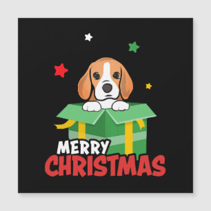 Carte Magnétique Père Noël Beagle Amoureux de Chien Joyeux Noël Xma