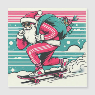 Carte Magnétique Père Noël en skateboard