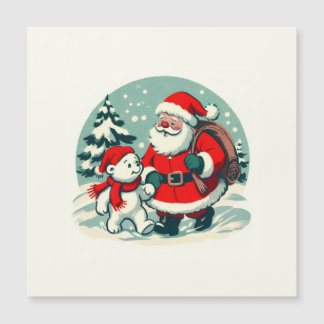 Carte Magnétique Père Noël et petit ours polaire