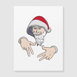 Carte Magnétique Père Noël Gangsta Hip Hop à la main Rap