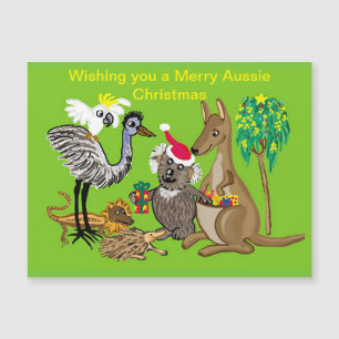 Carte Magnétique Père Noël koala donne des cadeaux de Noël australi