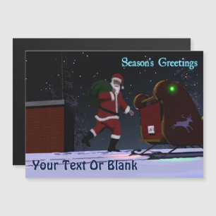 Carte Magnétique Père Noël Sur Le Toit - Bonnes Fêtes