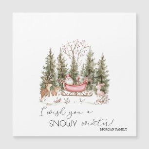 Carte Magnétique Père Noël,Traîneau,Forêt Cadeaux de Noël