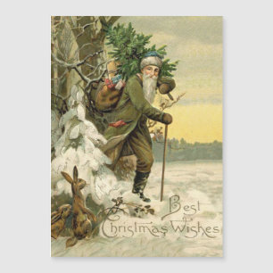 Carte Magnétique Père Noël vintage Noël victorien vacances Arbre