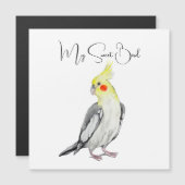 Carte Magnétique Perroquet aquarelle Cacatoès mignon.  (Devant / Derrière)