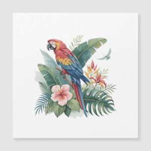 Carte Magnétique Perroquet avec fleurs