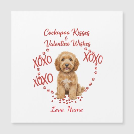 Carte Magnétique Personalised Cockapoo Kisses Valentine Wishes (Devant)